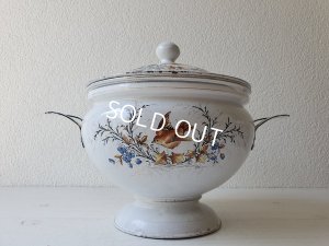 画像12: アンティークホーロー小鳥柄スーピエール