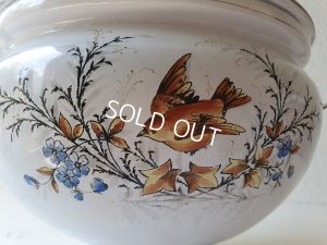 画像2: アンティークホーロー小鳥柄スーピエール