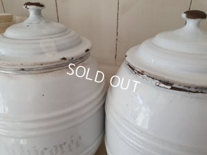 画像13: アンティークホーロー白キャニスター