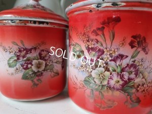 画像13: アンティーク花柄キャニスター3P