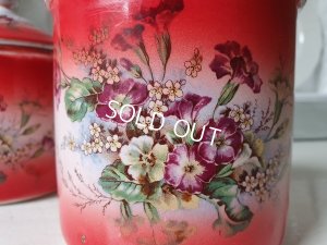画像14: アンティーク花柄キャニスター3P