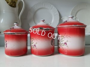 画像5: アンティーク花柄キャニスター3P