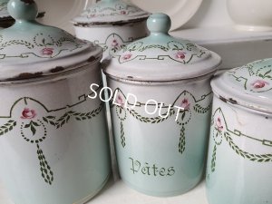 画像9: アンティークホーローローズ柄キャニスター5P