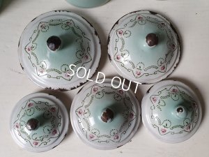 画像10: アンティークホーローローズ柄キャニスター5P