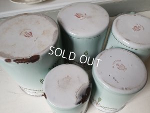 画像18: アンティークホーローローズ柄キャニスター5P