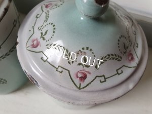 画像14: アンティークホーローローズ柄キャニスター5P