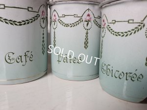 画像7: アンティークホーローローズ柄キャニスター5P