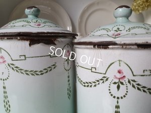 画像20: アンティークホーローローズ柄キャニスター5P