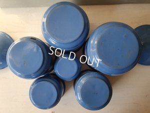 画像15: アンティークブルー格子柄キャニスター6P