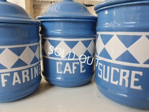 画像2: アンティークブルー格子柄キャニスター6P