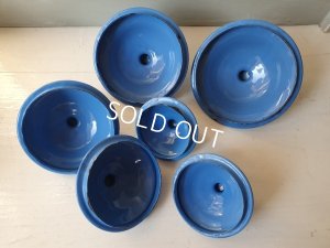 画像10: アンティークブルー格子柄キャニスター6P