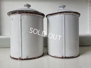 画像8: アンティークホーロー手描きキャニスター2P