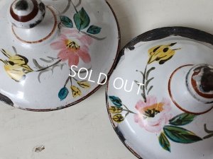 画像6: アンティークホーロー手描きキャニスター2P