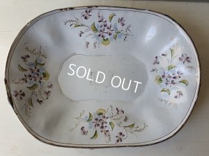 画像5: アンティークホーローすみれ柄トレイ