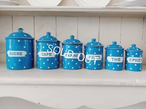 画像2: アンティークホーロートッド柄キャニスター6P