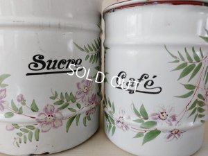 画像7: アンティークホーロー花柄キャニスター