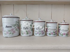 画像2: アンティークホーロー花柄キャニスター