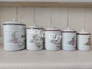 画像3: アンティークホーロー花柄キャニスター