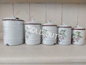 画像5: アンティークホーロー花柄キャニスター