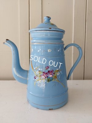 画像5: アンティークホーロー手描きすみれ柄ポット