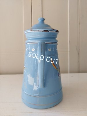 画像2: アンティークホーロー手描きすみれ柄ポット