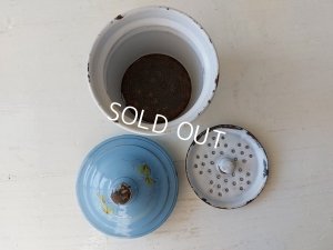 画像9: アンティークホーロー手描きすみれ柄ポット