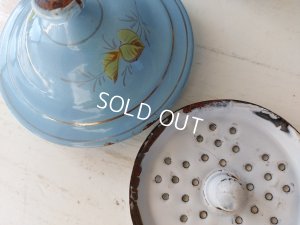 画像10: アンティークホーロー手描きすみれ柄ポット