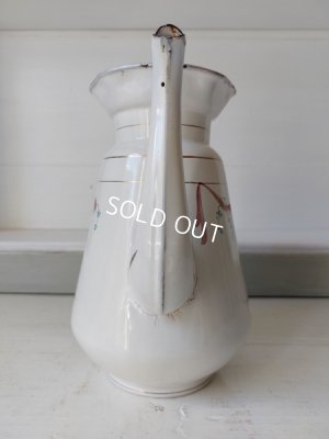 画像5: アンティークホーローリボンとローズ柄ポット