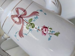 画像9: アンティークホーローリボンとローズ柄ポット