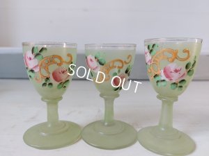 画像16: アンティークつばめとローズ柄リキュールボトルセット