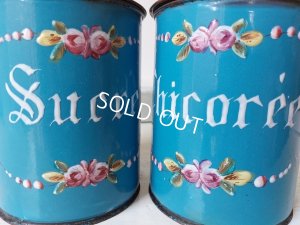 画像14: アンティーク手描きローズ柄キャニスター