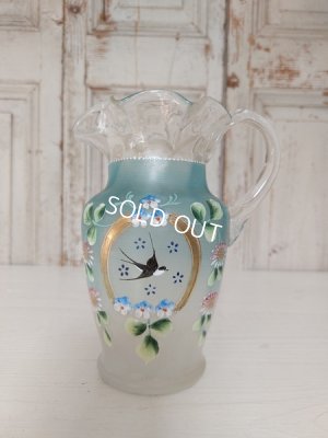 画像7: アンティークガラスつばめ柄ピッチャー