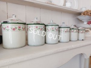 画像6: アンティークホーローローズ柄キャニスター6P
