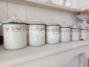 画像5: アンティークホーローローズ柄キャニスター6P