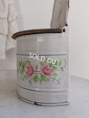 画像5: アンティークホーローローズ柄セル缶