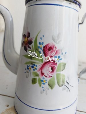 画像2: アンティーク手描き花柄コーヒーポット