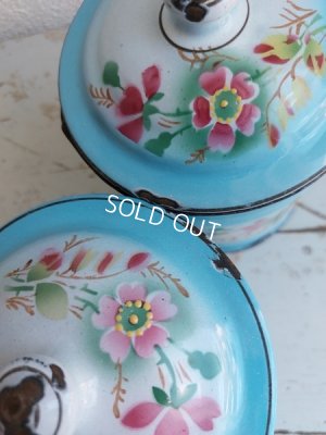 画像14: アンティークホーロー花柄キャニスターセット