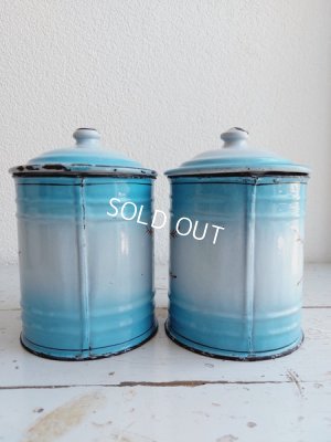 画像4: アンティークホーロー花柄キャニスターセット