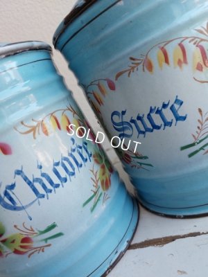 画像7: アンティークホーロー花柄キャニスターセット