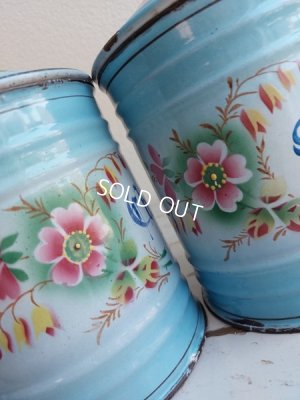 画像8: アンティークホーロー花柄キャニスターセット