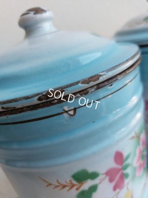 画像10: アンティークホーロー花柄キャニスターセット