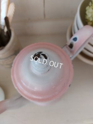 画像10: アンティークホーローピンク花柄コーヒーポット