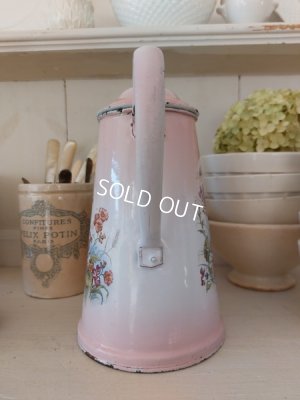 画像3: アンティークホーローピンク花柄コーヒーポット