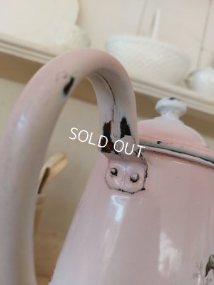 画像4: アンティークホーローピンク花柄コーヒーポット