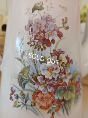 画像7: アンティークホーローピンク花柄コーヒーポット