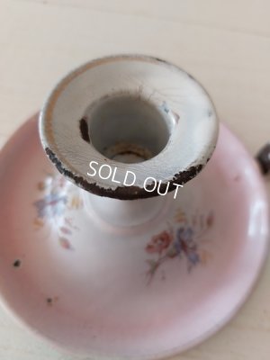 画像23: アンティークホーローピンク花柄コーヒーポット