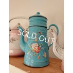 画像: アンティークホーロー手描き朝顔柄ポット