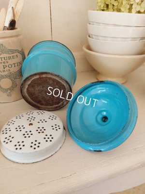 画像10: アンティークホーロー手描き朝顔柄ポット