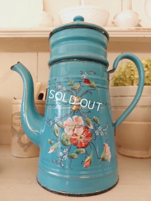 画像3: アンティークホーロー手描き朝顔柄ポット