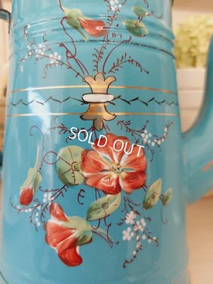 画像5: アンティークホーロー手描き朝顔柄ポット